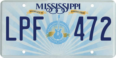 MS license plate LPF472