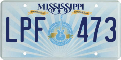 MS license plate LPF473