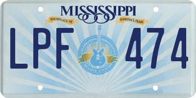 MS license plate LPF474