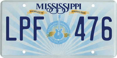 MS license plate LPF476