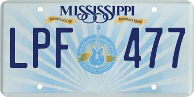 MS license plate LPF477