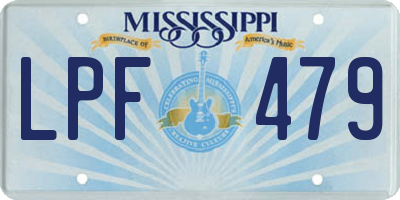MS license plate LPF479