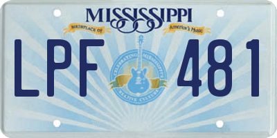 MS license plate LPF481