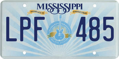 MS license plate LPF485