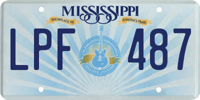 MS license plate LPF487