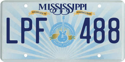 MS license plate LPF488