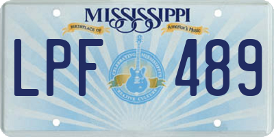 MS license plate LPF489