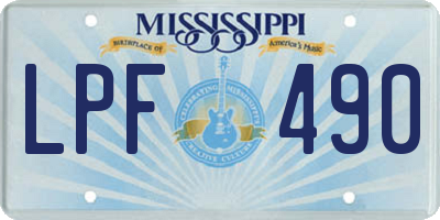 MS license plate LPF490