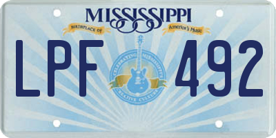 MS license plate LPF492