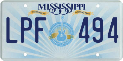 MS license plate LPF494