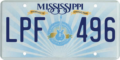 MS license plate LPF496