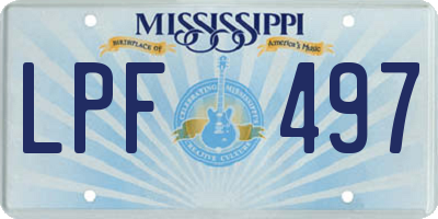 MS license plate LPF497