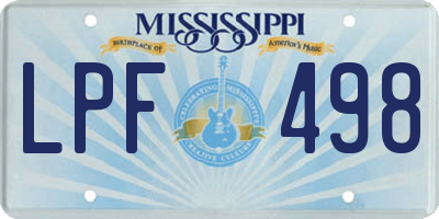 MS license plate LPF498