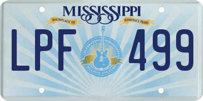 MS license plate LPF499