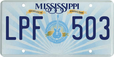MS license plate LPF503