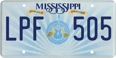 MS license plate LPF505