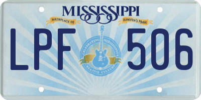MS license plate LPF506