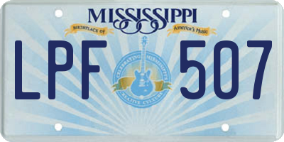MS license plate LPF507