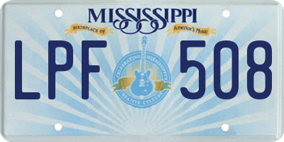 MS license plate LPF508