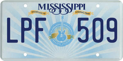 MS license plate LPF509