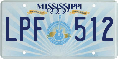 MS license plate LPF512