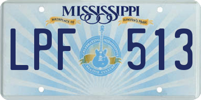 MS license plate LPF513