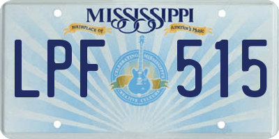 MS license plate LPF515
