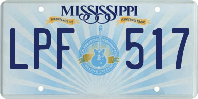 MS license plate LPF517