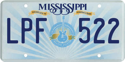 MS license plate LPF522