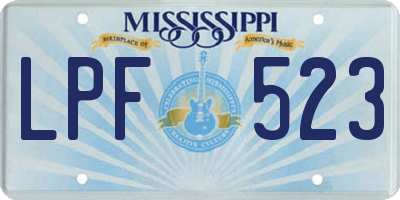 MS license plate LPF523