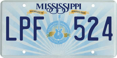MS license plate LPF524