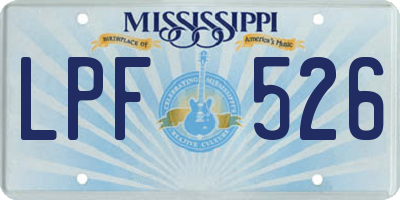 MS license plate LPF526