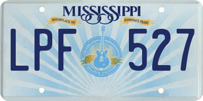 MS license plate LPF527