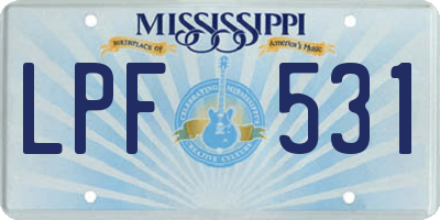 MS license plate LPF531