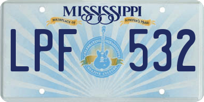MS license plate LPF532