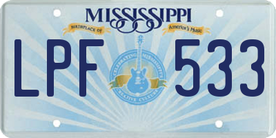 MS license plate LPF533