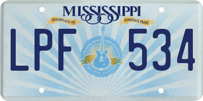 MS license plate LPF534