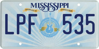 MS license plate LPF535