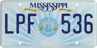 MS license plate LPF536