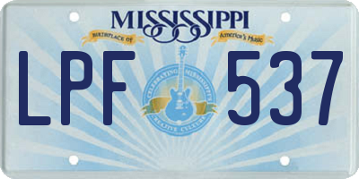 MS license plate LPF537