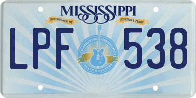 MS license plate LPF538