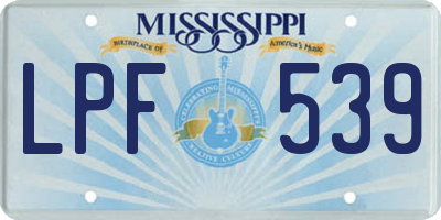 MS license plate LPF539