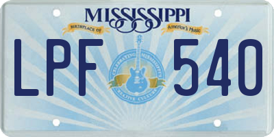 MS license plate LPF540
