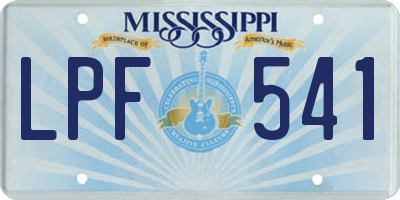 MS license plate LPF541