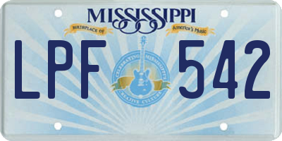 MS license plate LPF542