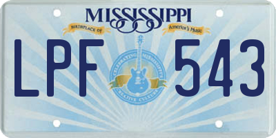 MS license plate LPF543