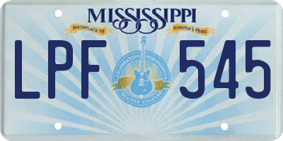 MS license plate LPF545