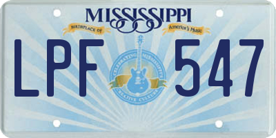 MS license plate LPF547