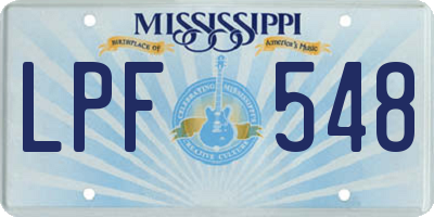 MS license plate LPF548
