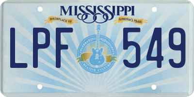 MS license plate LPF549